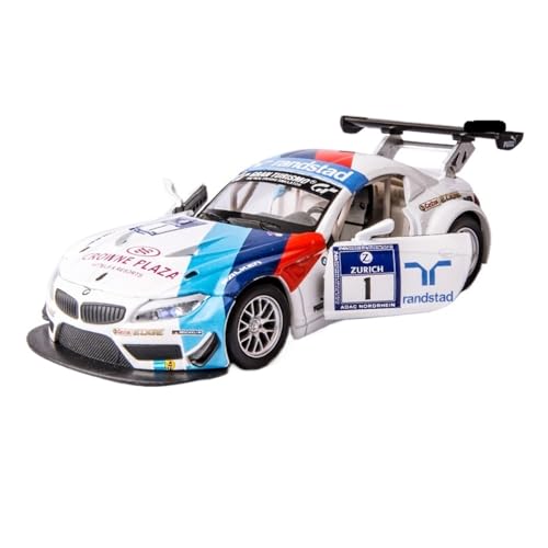 GUOLAIXIANG Für Authentisches, Farbenfrohes Automodell 1:32Z4 GT3 Racing Tail Wing Edition, Legierungs-Sound- Und Licht-Return-Modellauto(Blue) von GUOLAIXIANG