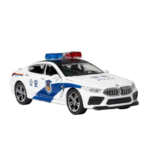 GUOLAIXIANG Für BMW Polizei Auto Modell Simulation Legierung Polizei Auto 110 Spielzeug Auto Auto Pull Back Auto(White) von GUOLAIXIANG