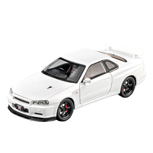 GUOLAIXIANG Für Nissan Ares GTR Automodell R34 Sportwagenmodell Legierungssimulation Automodell Ornamente(White) von GUOLAIXIANG