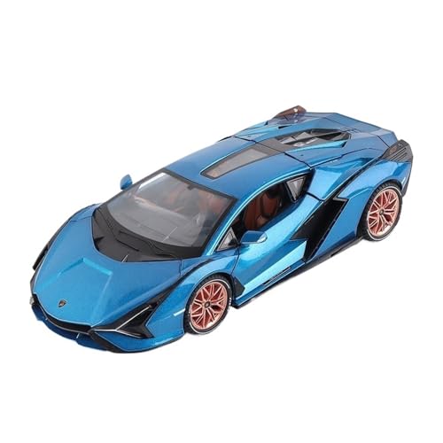 GUOLAIXIANG Spielzeug 1:18 Für Lamborghini Sian Automodell Pull Back Autospielzeug Mit Sound Und Licht Zinklegierung Karosserie(Blue) von GUOLAIXIANG