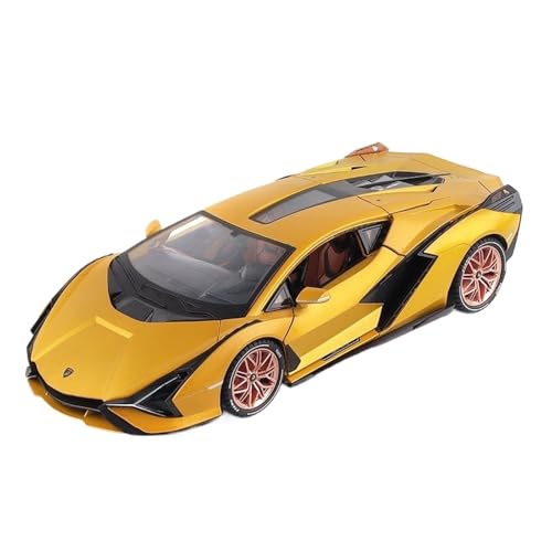 GUOLAIXIANG Spielzeug 1:18 Für Lamborghini Sian Automodell Pull Back Autospielzeug Mit Sound Und Licht Zinklegierung Karosserie(Gold) von GUOLAIXIANG