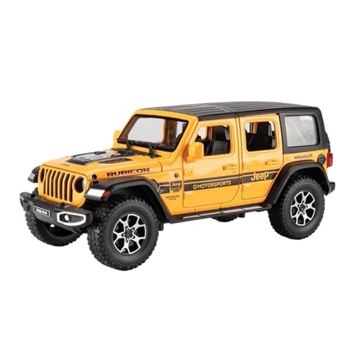 GUOLAIXIANG Spielzeug 1:24 Auto-Spielzeug Mit Ton Und Licht, Zinklegierungskörper Für Wrangler Robincon-Automodell, Zurückziehbar(Yellow) von GUOLAIXIANG