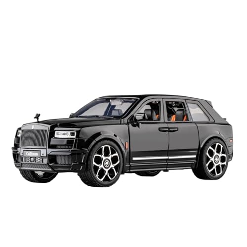 GUOLAIXIANG Spielzeug 1:24 Back-Auto-Spielzeug Mit Ton Und Licht, Karosserie Aus Zinklegierung Für Rolls-Royce CULlINAN-Automodell(Black) von GUOLAIXIANG