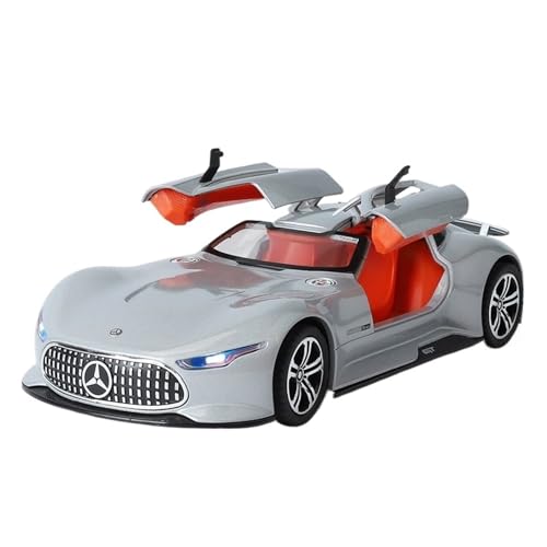 GUOLAIXIANG Spielzeug 1:24 Für AMG Vision GT Automodell Zurückziehbares Autospielzeug Mit Sound Und Licht Zinklegierungskörper(Silver) von GUOLAIXIANG