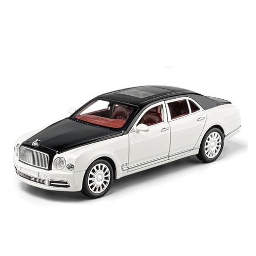 GUOLAIXIANG Spielzeug 1:24 Für Bentley Mulsanne Automodell, Zurückziehbares Autospielzeug Mit Sound Und Licht, Karosserie Aus Zinklegierung(White) von GUOLAIXIANG