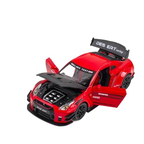 GUOLAIXIANG Spielzeug 1:24 Für GTR R35 Automodell, Zurückziehbares Autospielzeug Mit Sound Und Licht, Zinklegierungskörper(Red) von GUOLAIXIANG