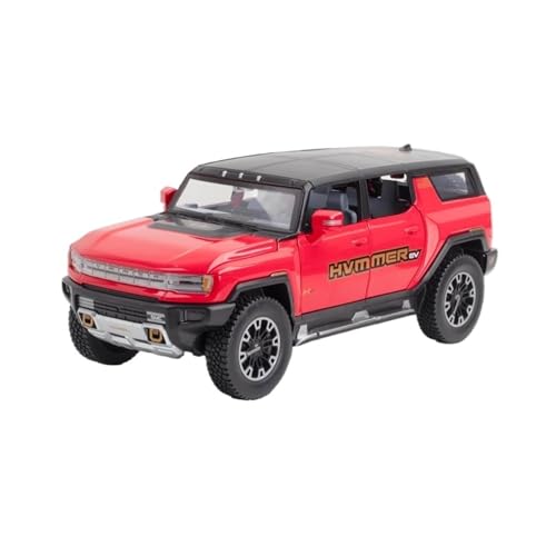 GUOLAIXIANG Spielzeug 1:24 Für Hummer EV SUV-Automodell, Zurückziehbares Autospielzeug Mit Sound Und Licht, Karosserie Aus Zinklegierung(Red) von GUOLAIXIANG