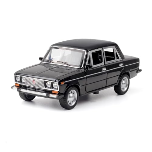 GUOLAIXIANG Spielzeug 1:24 Für Lada 2016 Automodell Pull Back Autospielzeug Mit Sound Und Licht Zinklegierung Karosserie(Black) von GUOLAIXIANG