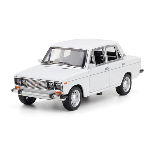 GUOLAIXIANG Spielzeug 1:24 Für Lada 2016 Automodell Pull Back Autospielzeug Mit Sound Und Licht Zinklegierung Karosserie(White) von GUOLAIXIANG