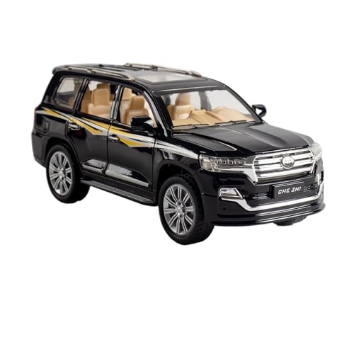 GUOLAIXIANG Spielzeug 1:24 Für Land Cruiser-Automodell, Zurückziehbares Autospielzeug Mit Sound Und Licht, Zinklegierungskörper(Black) von GUOLAIXIANG