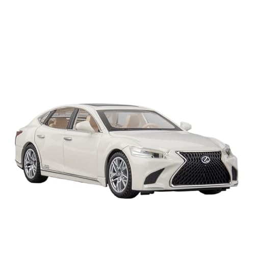 GUOLAIXIANG Spielzeug 1:24 Für Lexus LS500H Automodell Zurückziehendes Autospielzeug Mit Sound Und Licht Zinklegierungskörper(White) von GUOLAIXIANG