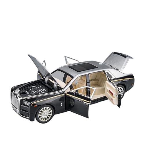 GUOLAIXIANG Spielzeug 1:24 Für Rolls-Royce Phantom Automodell, Zurückziehbares Autospielzeug Mit Sound Und Licht, Karosserie Aus Zinklegierung(Silver) von GUOLAIXIANG