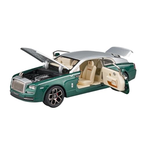 GUOLAIXIANG Spielzeug 1:24 Für Rolls-Royce Wraith Automodell, Zurückziehbares Autospielzeug Mit Sound Und Licht, Karosserie Aus Zinklegierung(Green) von GUOLAIXIANG