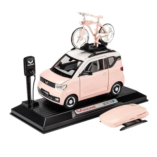 GUOLAIXIANG Spielzeug 1:24 Für WULING HONGGUANG EV Automodell, Zurückziehbares Autospielzeug Mit Sound Und Licht, Karosserie Aus Zinklegierung(Pink) von GUOLAIXIANG