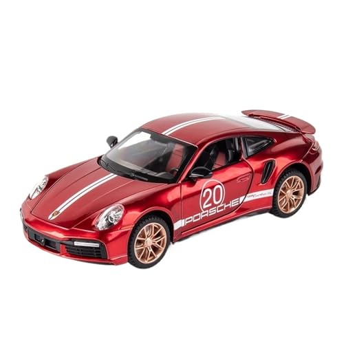 GUOLAIXIANG Spielzeug 1:24 Zurück Auto Spielzeug Mit Ton Und Licht Zinklegierung Körper Für 911S Auto Modell Pull(Red) von GUOLAIXIANG