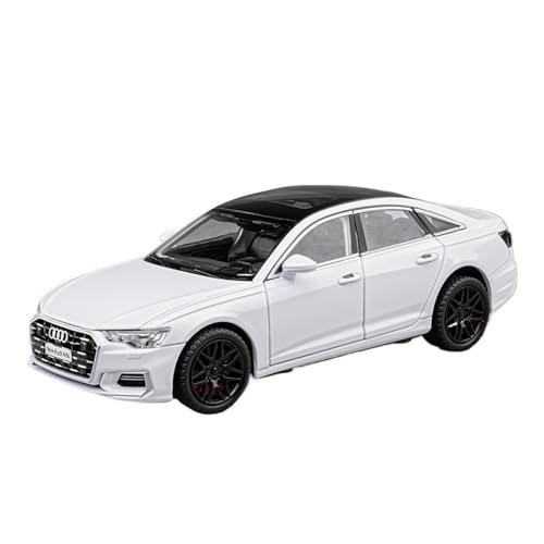 GUOLAIXIANG Spielzeug 1:24 Zurück Auto Spielzeug Mit Ton Und Licht Zinklegierung Körper Für A6L Auto Modell Pull(White) von GUOLAIXIANG