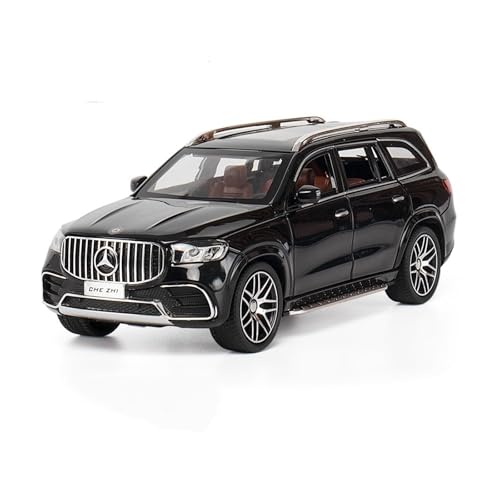 GUOLAIXIANG Spielzeug 1:24 Zurück Auto Spielzeug Mit Ton Und Licht Zinklegierung Körper Für AMG GLS63 Auto Modell Pull(Black) von GUOLAIXIANG