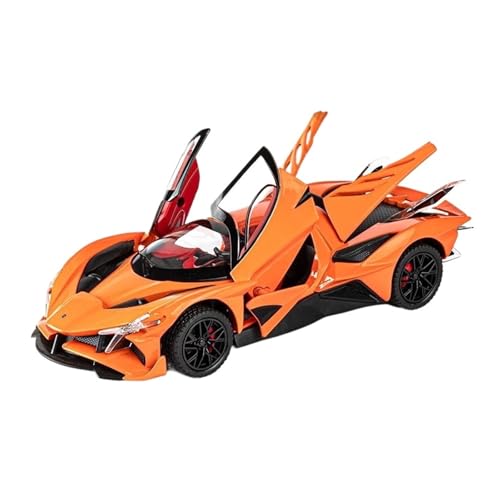 GUOLAIXIANG Spielzeug 1:24 Zurück Auto Spielzeug Mit Ton Und Licht Zinklegierung Körper Für Apollo EVO Auto Modell Pull(Orange) von GUOLAIXIANG