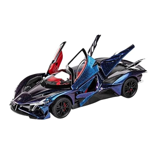 GUOLAIXIANG Spielzeug 1:24 Zurück Auto Spielzeug Mit Ton Und Licht Zinklegierung Körper Für Apollo EVO Auto Modell Pull(Purple) von GUOLAIXIANG