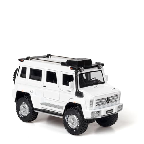 GUOLAIXIANG Spielzeug 1:28 Autospielzeug Mit Sound Und Licht Zinklegierungskörper Für Unimog U5000 Automodell Zurückziehen(White) von GUOLAIXIANG