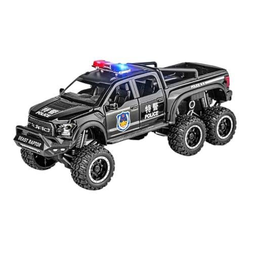 GUOLAIXIANG Spielzeug 1:28 Für Ford Raptor F150 Automodell Pull Back Autospielzeug Mit Sound Und Licht Zinklegierung Karosserie(Black) von GUOLAIXIANG