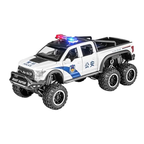 GUOLAIXIANG Spielzeug 1:28 Für Ford Raptor F150 Automodell Pull Back Autospielzeug Mit Sound Und Licht Zinklegierung Karosserie(White) von GUOLAIXIANG