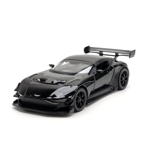 GUOLAIXIANG Spielzeug 1:32 Für Aston Martin Vulcan Automodell, Zurückziehbares Autospielzeug Mit Sound Und Licht, Karosserie Aus Zinklegierung(Black) von GUOLAIXIANG