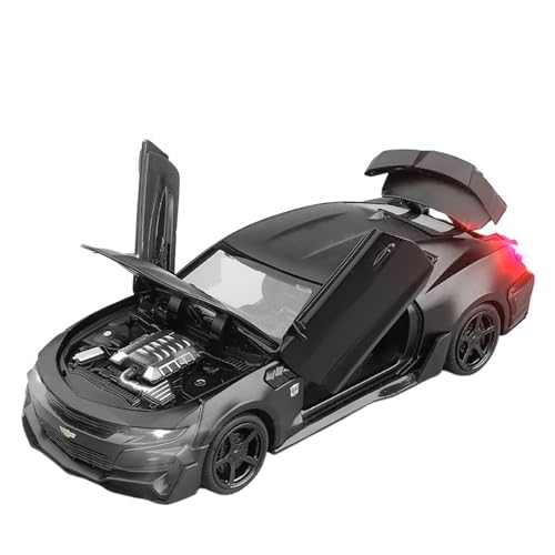 GUOLAIXIANG Spielzeug 1:32 Für Camaro-Automodell, Zurückziehbares Autospielzeug Mit Sound Und Licht, Zinklegierungskörper(Black) von GUOLAIXIANG