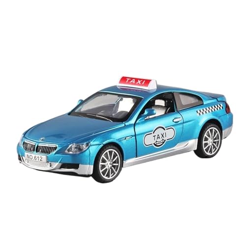 GUOLAIXIANG Spielzeug 1:32 Für M6 Taxi Automodell Pull Back Auto Spielzeug Mit Sound Und Licht Zinklegierung Karosserie(Blue) von GUOLAIXIANG