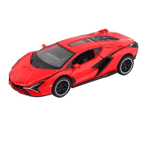 GUOLAIXIANG Spielzeug 1:32 Zurück Auto Spielzeug Mit Sound Und Licht Zink Legierung Körper Für Lamborghini Sian FKP37 Auto Modell Ziehen(Red) von GUOLAIXIANG