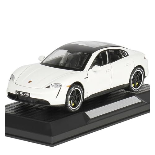 GUOLAIXIANG Spielzeug 1:32 Zurück Auto Spielzeug Mit Ton Und Licht Zinklegierung Körper Für Porsche Taycan Auto Modell Pull(White) von GUOLAIXIANG