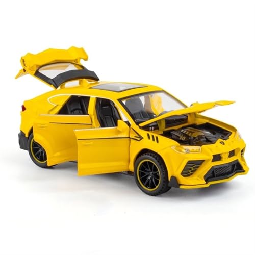 GUOLAIXIANG Spielzeug Zurück Spielzeugauto Mit Licht Und Sound Spielzeugfahrzeug Für Urus 1:32 Modellauto Diecast Collectible Pull(Yellow) von GUOLAIXIANG