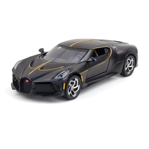 GUOXUN 1:24 Für Bugatti La Voiture Noire Automodell Pull Back Autospielzeug Mit Sound Und Licht Zinklegierung Karosserie(Black 01) von GUOXUN