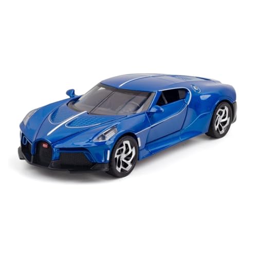 GUOXUN 1:24 Für Bugatti La Voiture Noire Automodell Pull Back Autospielzeug Mit Sound Und Licht Zinklegierung Karosserie(Blue) von GUOXUN