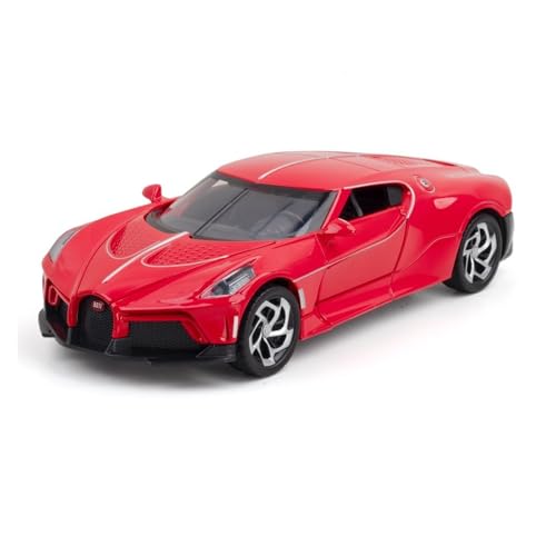 GUOXUN 1:24 Für Bugatti La Voiture Noire Automodell Pull Back Autospielzeug Mit Sound Und Licht Zinklegierung Karosserie(Red 01) von GUOXUN