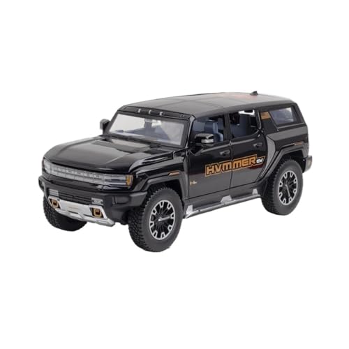 GUOXUN 1:24 Für Hummer EV SUV Automodell Pull Back Autospielzeug Mit Sound Und Licht Zinklegierung Karosserie(Black 01) von GUOXUN