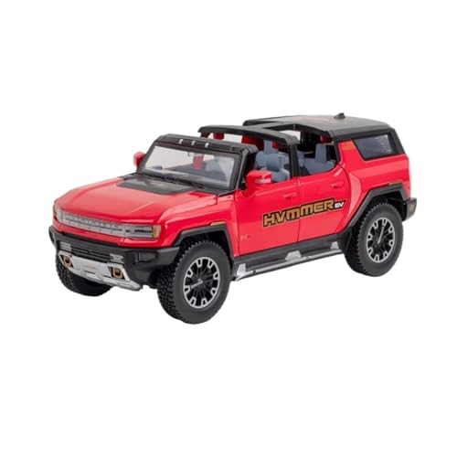 GUOXUN 1:24 Für Hummer EV SUV Automodell Pull Back Autospielzeug Mit Sound Und Licht Zinklegierung Karosserie(Red 01) von GUOXUN