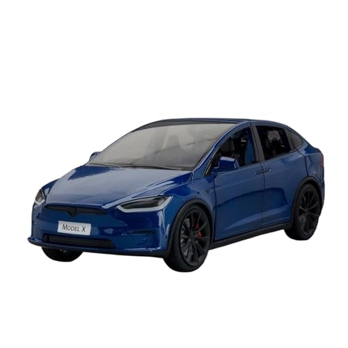 GUOXUN 1:24 Für Model X Automodell Pull Back Autospielzeug Mit Sound Und Licht Zinklegierung Karosserie(Blue) von GUOXUN