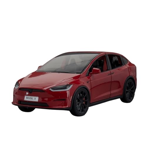 GUOXUN 1:24 Für Model X Automodell Pull Back Autospielzeug Mit Sound Und Licht Zinklegierung Karosserie(Red) von GUOXUN