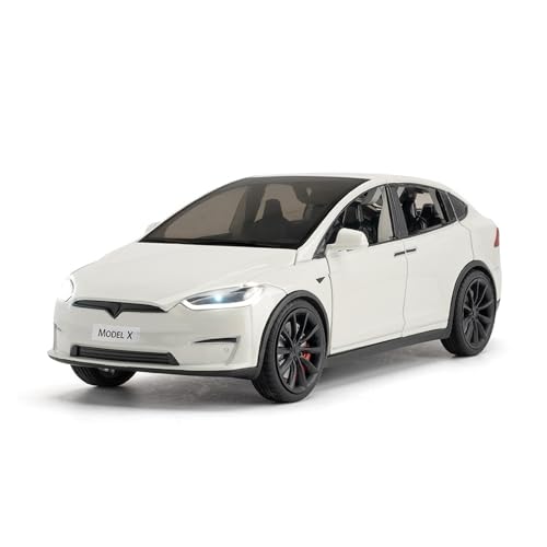 GUOXUN 1:24 Für Model X Automodell Pull Back Autospielzeug Mit Sound Und Licht Zinklegierung Karosserie(White) von GUOXUN