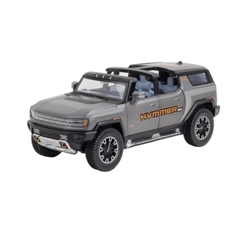 GUOXUN 1:24 Für Hummer EV SUV Automodell Pull Back Autospielzeug Mit Sound Und Licht Zinklegierung Karosserie(Chrome) von GUOXUN