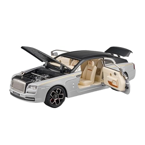 GUOXUN 1:24 Für Rolls-Royce Wraith Automodell Pull Back Autospielzeug Mit Sound Und Licht Zinklegierung Karosserie(Silver) von GUOXUN