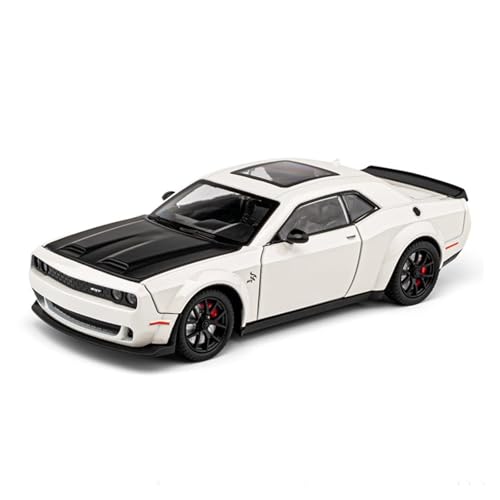 GUOXUN 1:24 Für SRT Hellcat Automodell Pull Back Autospielzeug Mit Sound Und Licht Zinklegierung Karosserie(White) von GUOXUN