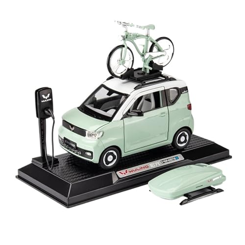 GUOXUN 1:24 Für WULING HONGGUANG EV Automodell Pull Back Autospielzeug Mit Sound Und Licht Zinklegierung Karosserie(Green 01) von GUOXUN