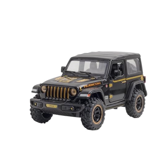 GUOXUN 1:24 Für Wrangler Rubicon Automodell Pull Back Autospielzeug Mit Sound Und Licht Zinklegierung Karosserie(Black) von GUOXUN