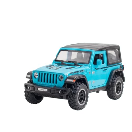 GUOXUN 1:24 Für Wrangler Rubicon Automodell Pull Back Autospielzeug Mit Sound Und Licht Zinklegierung Karosserie(Blue) von GUOXUN