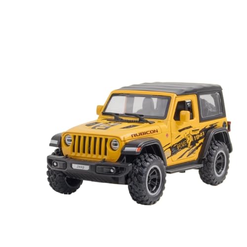 GUOXUN 1:24 Für Wrangler Rubicon Automodell Pull Back Autospielzeug Mit Sound Und Licht Zinklegierung Karosserie(Yellow) von GUOXUN