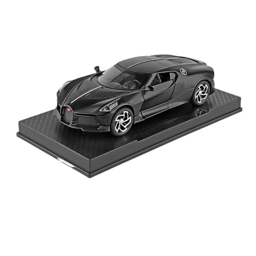 GUOXUN 1:32 Für Bugatti La Voiture Noire Automodell Pull Back Autospielzeug Mit Sound Und Licht Zinklegierung Karosserie(Black) von GUOXUN