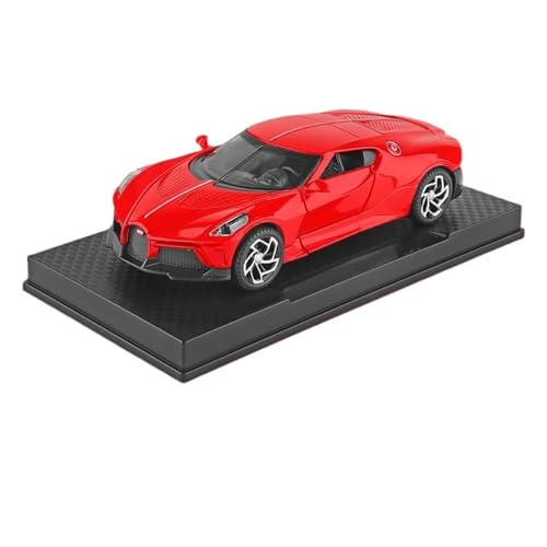 GUOXUN 1:32 Für Bugatti La Voiture Noire Automodell Pull Back Autospielzeug Mit Sound Und Licht Zinklegierung Karosserie(Red 01) von GUOXUN