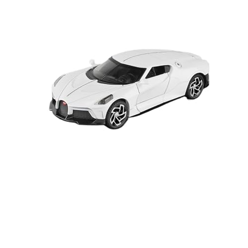 GUOXUN 1:32 Für Bugatti La Voiture Noire Automodell Pull Back Autospielzeug Mit Sound Und Licht Zinklegierung Karosserie(White) von GUOXUN